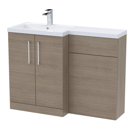 Bathroom Combination Vanity Unit with Basin & WC, Left Hand, 1100mm x 390mm - Choice of Colour and Handle Finish