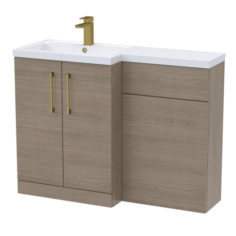 Bathroom Combination Vanity Unit with Basin & WC, Left Hand, 1100mm x 390mm - Choice of Colour and Handle Finish