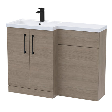 Bathroom Combination Vanity Unit with Basin & WC, Left Hand, 1100mm x 390mm - Choice of Colour and Handle Finish