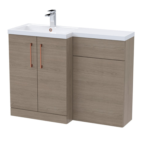 Bathroom Combination Vanity Unit with Basin & WC, Left Hand, 1100mm x 390mm - Choice of Colour and Handle Finish