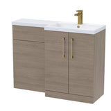 Bathroom Combination Vanity Unit with Basin & WC, Right Hand, 1100mm x 390mm - Choice of Colour and Handle Finish