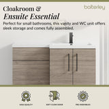 Bathroom Combination Vanity Unit with Basin & WC, Right Hand, 1100mm x 390mm - Choice of Colour and Handle Finish