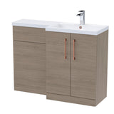 Bathroom Combination Vanity Unit with Basin & WC, Right Hand, 1100mm x 390mm - Choice of Colour and Handle Finish