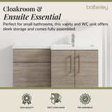 Bathroom Combination Vanity Unit with Basin & WC, Right Hand, 1100mm x 390mm - Choice of Colour and Handle Finish