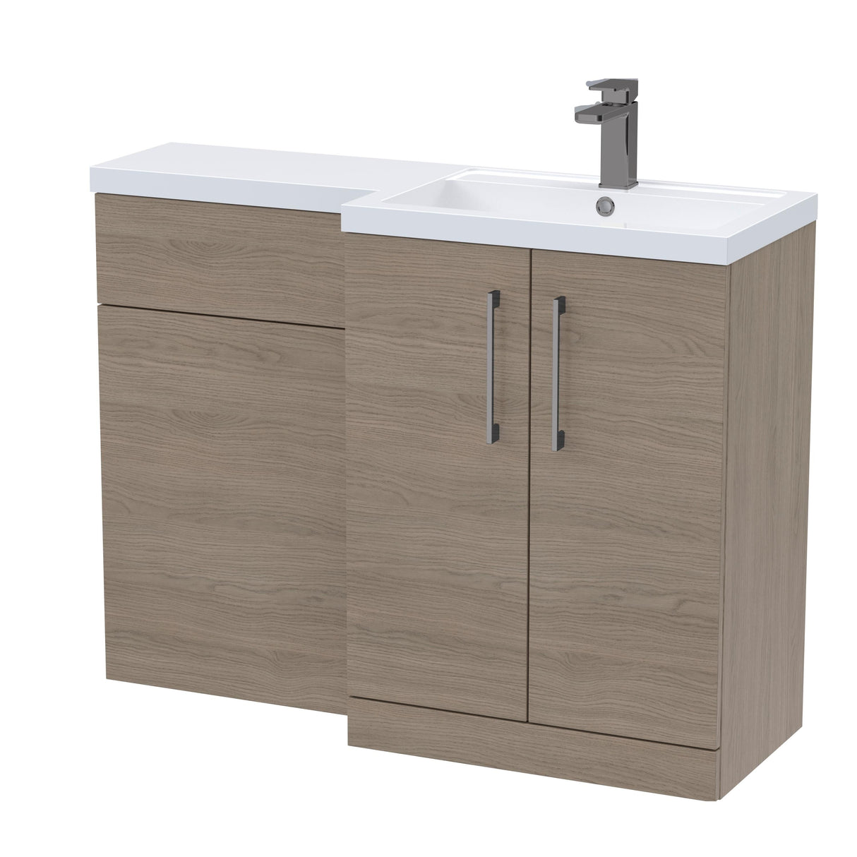 Bathroom Combination Vanity Unit with Basin & WC, Right Hand, 1100mm x 390mm - Choice of Colour and Handle Finish