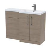 Bathroom Combination Vanity Unit with Basin & WC, Right Hand, 1100mm x 390mm - Choice of Colour and Handle Finish