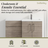 Bathroom Combination Vanity Unit with Basin & WC, Right Hand, 1100mm x 390mm - Choice of Colour and Handle Finish
