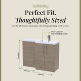 Bathroom Combination Vanity Unit with Basin & WC, Right Hand, 1100mm x 390mm - Choice of Colour and Handle Finish