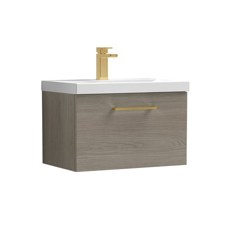Wall Hung 1 Drawer Vanity Unit with Mid-Edge Ceramic Basin - Choice of Colour, Handle Finish and Size