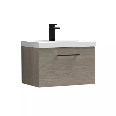 Bramshall Wall Hung 1 Drawer Vanity Unit with Mid-Edge Ceramic Basin - Choice of Colour, Handle Finish and Size