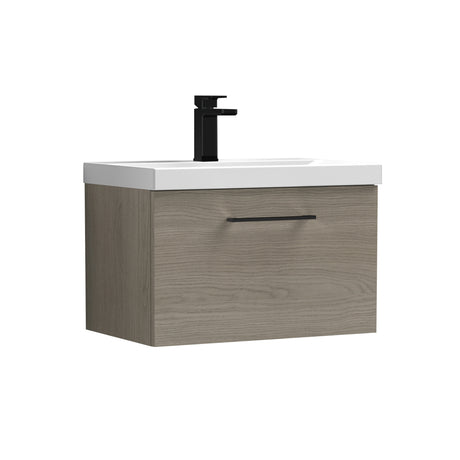 Wall Hung 1 Drawer Vanity Unit with Mid-Edge Ceramic Basin - Choice of Colour, Handle Finish and Size