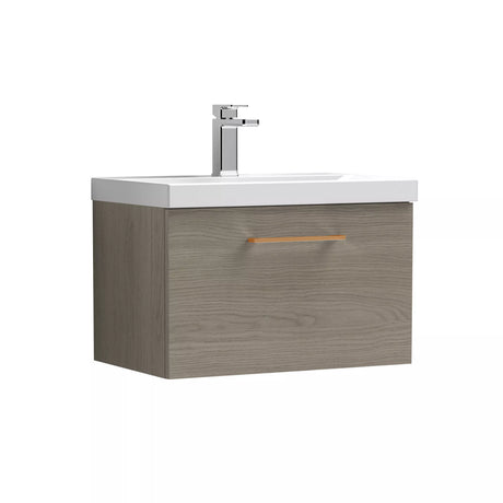Bramshall Wall Hung 1 Drawer Vanity Unit with Mid-Edge Ceramic Basin - Choice of Colour, Handle Finish and Size