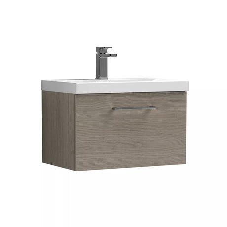 Bramshall Wall Hung 1 Drawer Vanity Unit with Mid-Edge Ceramic Basin - Choice of Colour, Handle Finish and Size