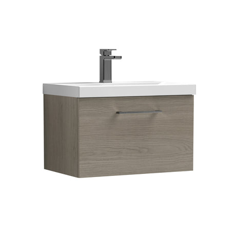 Wall Hung 1 Drawer Vanity Unit with Mid-Edge Ceramic Basin - Choice of Colour, Handle Finish and Size