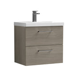 Wall Hung 2 Drawer Vanity Unit with Mid-Edge Ceramic Basin - Choice of Colour, Handle Finish and Size