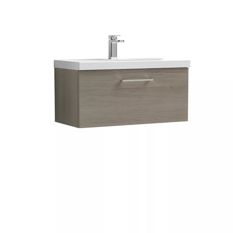 Bramshall Wall Hung 1 Drawer Vanity Unit with Mid-Edge Ceramic Basin - Choice of Colour, Handle Finish and Size
