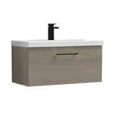Wall Hung 1 Drawer Vanity Unit with Mid-Edge Ceramic Basin - Choice of Colour, Handle Finish and Size