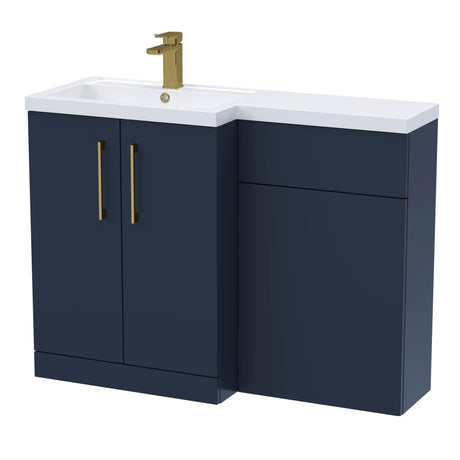 Bathroom Combination Vanity Unit with Basin & WC, Left Hand, 1100mm x 390mm - Choice of Colour and Handle Finish