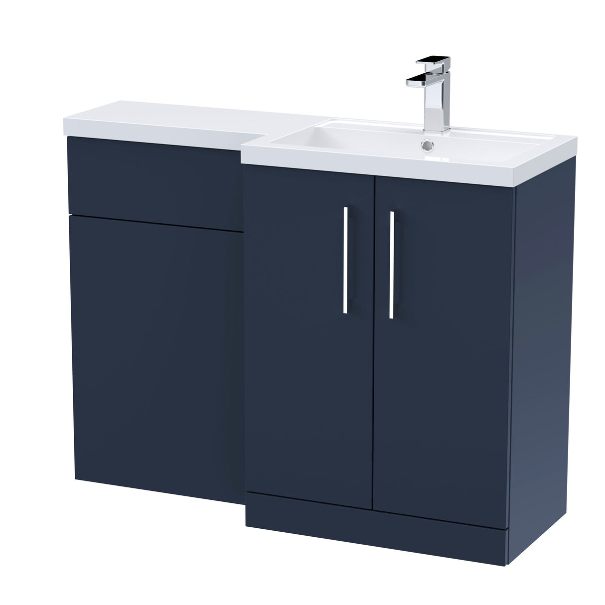 Bathroom Combination Vanity Unit with Basin & WC, Right Hand, 1100mm x 390mm - Choice of Colour and Handle Finish