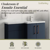 Bathroom Combination Vanity Unit with Basin & WC, Right Hand, 1100mm x 390mm - Choice of Colour and Handle Finish