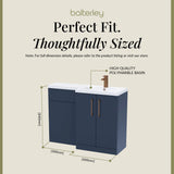 Bathroom Combination Vanity Unit with Basin & WC, Right Hand, 1100mm x 390mm - Choice of Colour and Handle Finish