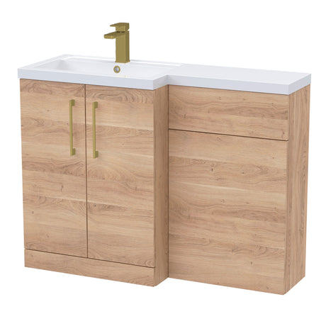 Bathroom Combination Vanity Unit with Basin & WC, Left Hand, 1100mm x 390mm - Choice of Colour and Handle Finish