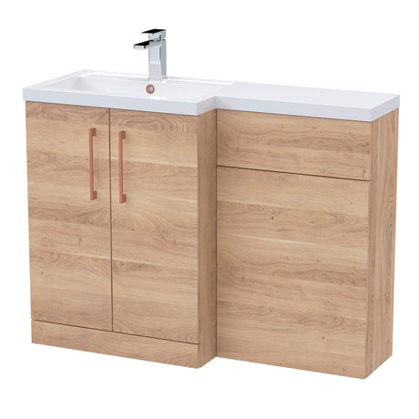 Bathroom Combination Vanity Unit with Basin & WC, Left Hand, 1100mm x 390mm - Choice of Colour and Handle Finish