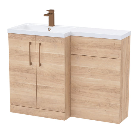 Bathroom Combination Vanity Unit with Basin & WC, Left Hand, 1100mm x 390mm - Choice of Colour and Handle Finish