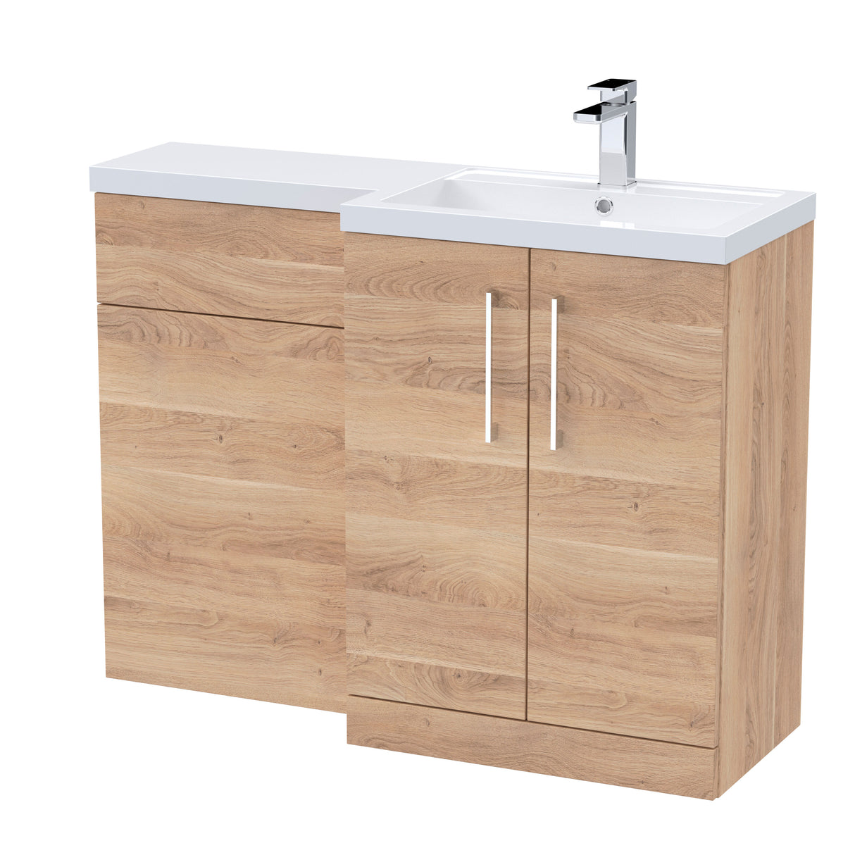 Bathroom Combination Vanity Unit with Basin & WC, Right Hand, 1100mm x 390mm - Choice of Colour and Handle Finish