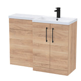 Bathroom Combination Vanity Unit with Basin & WC, Right Hand, 1100mm x 390mm - Choice of Colour and Handle Finish