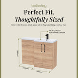 Bathroom Combination Vanity Unit with Basin & WC, Right Hand, 1100mm x 390mm - Choice of Colour and Handle Finish