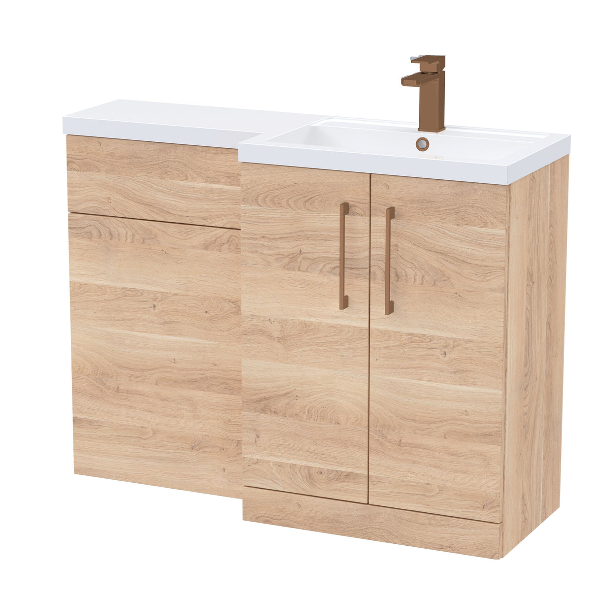 Bathroom Combination Vanity Unit with Basin & WC, Right Hand, 1100mm x 390mm - Choice of Colour and Handle Finish
