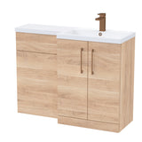 Bathroom Combination Vanity Unit with Basin & WC, Right Hand, 1100mm x 390mm - Choice of Colour and Handle Finish