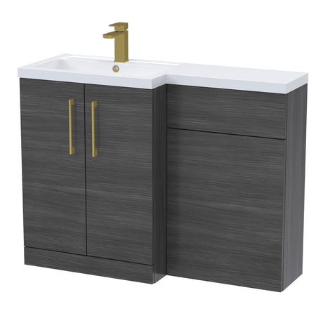 Bathroom Combination Vanity Unit with Basin & WC, Left Hand, 1100mm x 390mm - Choice of Colour and Handle Finish