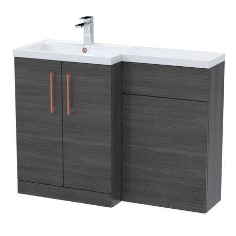 Bathroom Combination Vanity Unit with Basin & WC, Left Hand, 1100mm x 390mm - Choice of Colour and Handle Finish