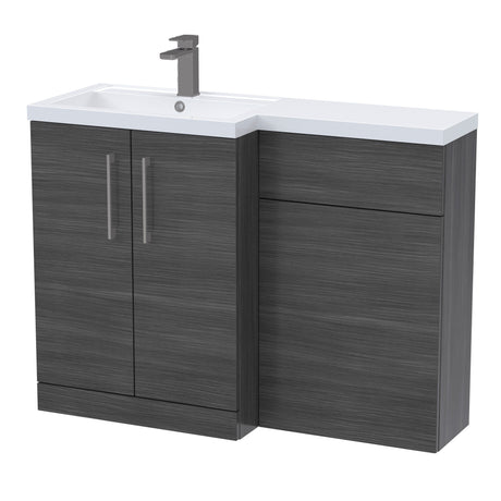 Bathroom Combination Vanity Unit with Basin & WC, Left Hand, 1100mm x 390mm - Choice of Colour and Handle Finish