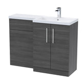 Bathroom Combination Vanity Unit with Basin & WC, Right Hand, 1100mm x 390mm - Choice of Colour and Handle Finish