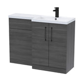 Bathroom Combination Vanity Unit with Basin & WC, Right Hand, 1100mm x 390mm - Choice of Colour and Handle Finish