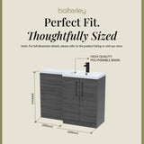 Bathroom Combination Vanity Unit with Basin & WC, Right Hand, 1100mm x 390mm - Choice of Colour and Handle Finish