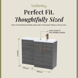 Bathroom Combination Vanity Unit with Basin & WC, Right Hand, 1100mm x 390mm - Choice of Colour and Handle Finish
