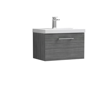 Bramshall Wall Hung 1 Drawer Vanity Unit with Mid-Edge Ceramic Basin - Choice of Colour, Handle Finish and Size