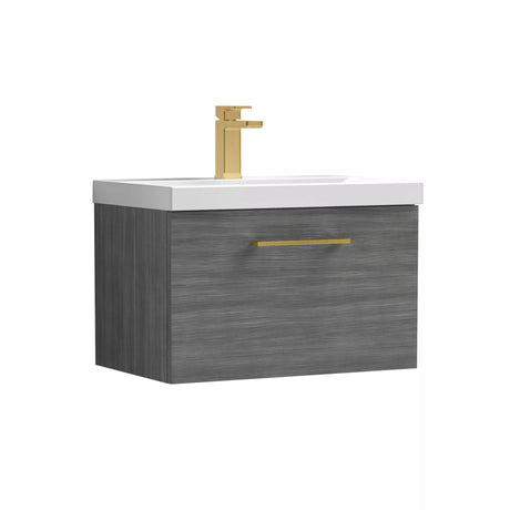 Bramshall Wall Hung 1 Drawer Vanity Unit with Mid-Edge Ceramic Basin - Choice of Colour, Handle Finish and Size