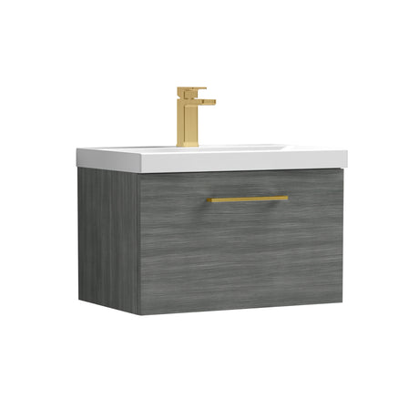 Wall Hung 1 Drawer Vanity Unit with Mid-Edge Ceramic Basin - Choice of Colour, Handle Finish and Size