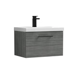 Wall Hung 1 Drawer Vanity Unit with Mid-Edge Ceramic Basin - Choice of Colour, Handle Finish and Size