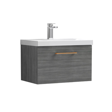 Bramshall Wall Hung 1 Drawer Vanity Unit with Mid-Edge Ceramic Basin - Choice of Colour, Handle Finish and Size