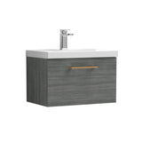 Wall Hung 1 Drawer Vanity Unit with Mid-Edge Ceramic Basin - Choice of Colour, Handle Finish and Size