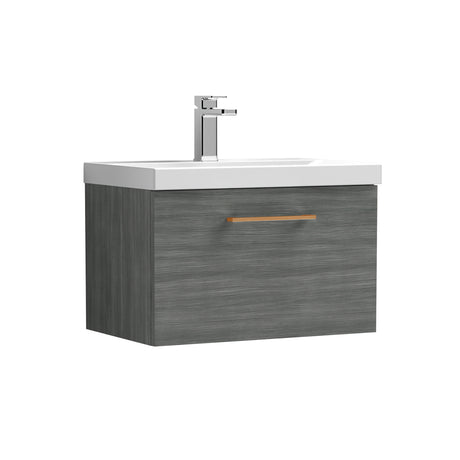 Wall Hung 1 Drawer Vanity Unit with Mid-Edge Ceramic Basin - Choice of Colour, Handle Finish and Size