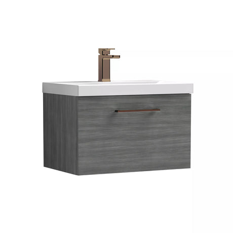 Bramshall Wall Hung 1 Drawer Vanity Unit with Mid-Edge Ceramic Basin - Choice of Colour, Handle Finish and Size