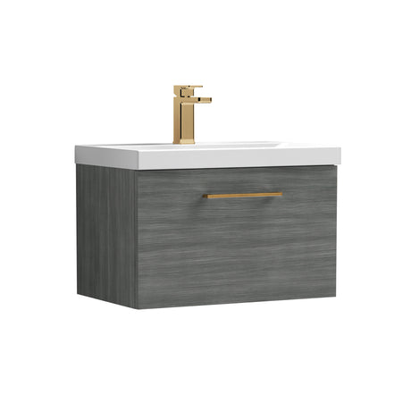 Wall Hung 1 Drawer Vanity Unit with Mid-Edge Ceramic Basin - Choice of Colour, Handle Finish and Size