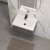Wall Hung 1 Drawer Vanity Unit with Mid-Edge Ceramic Basin - Choice of Colour, Handle Finish and Size